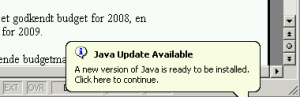 Java update message