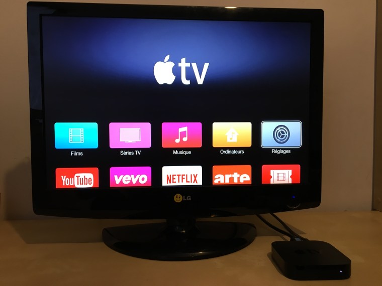Picture of a TV with Apple TV menu